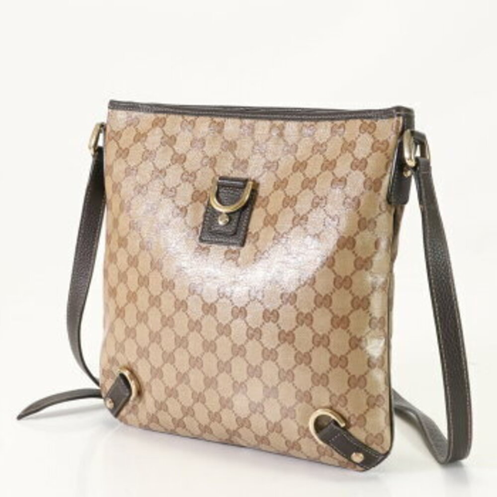 Gucci brown shoulder leather Abbey crossbody bag GG Crystal - Picture 1 of 14